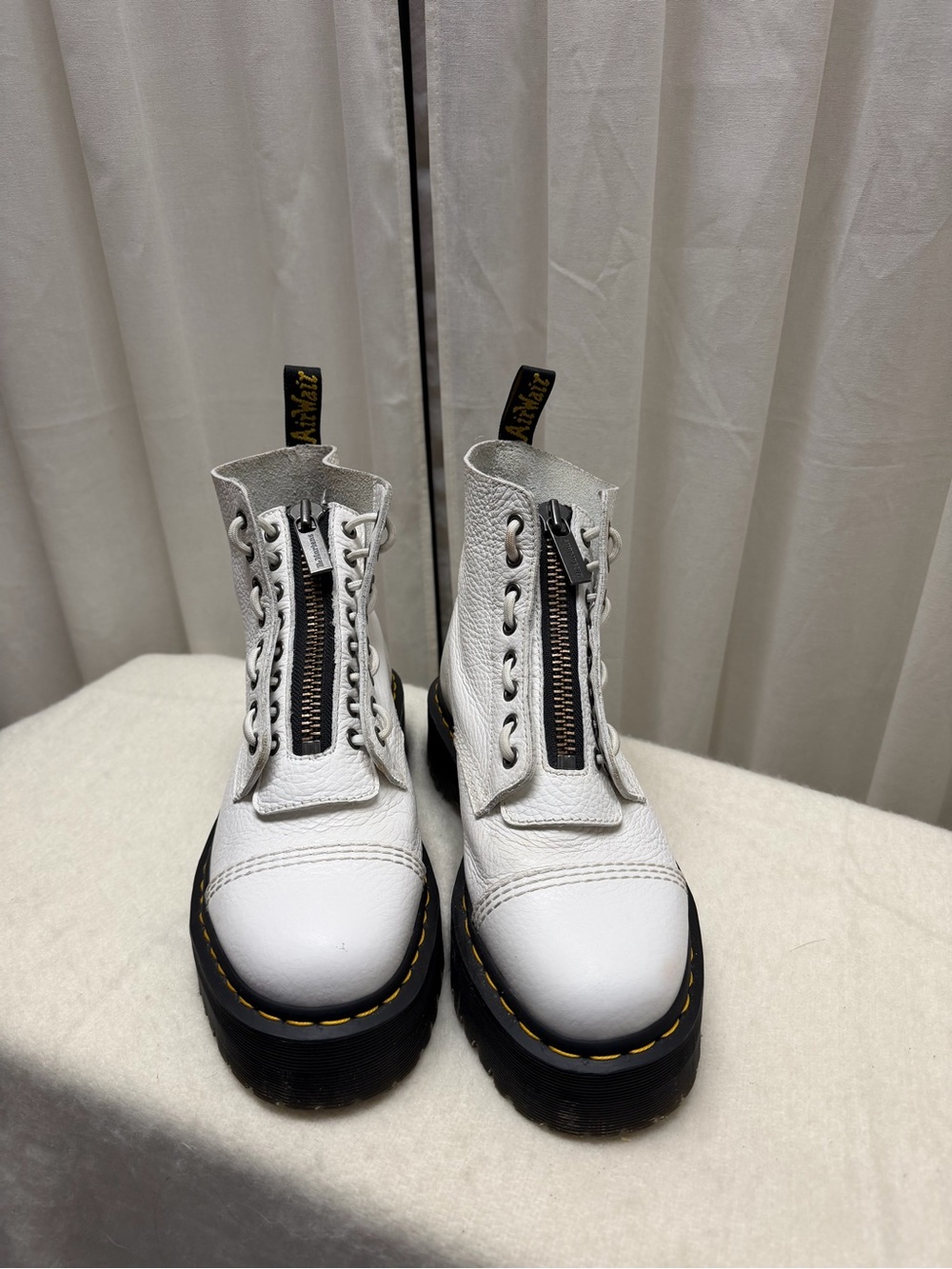 Dr. Martens Sinclair White Virginia Leather Platform Boots Women’s
